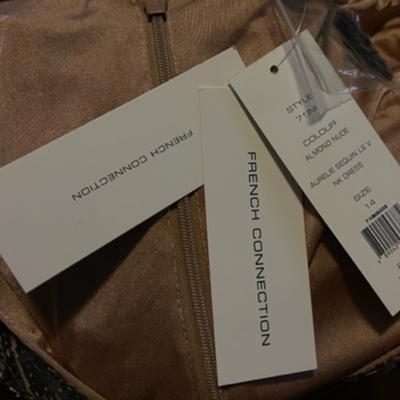 FRENCH CONNECTION AURELIE SEQUIN V NECK COCKTAIL DRESS SIZE 14 - Picture 6 of 6